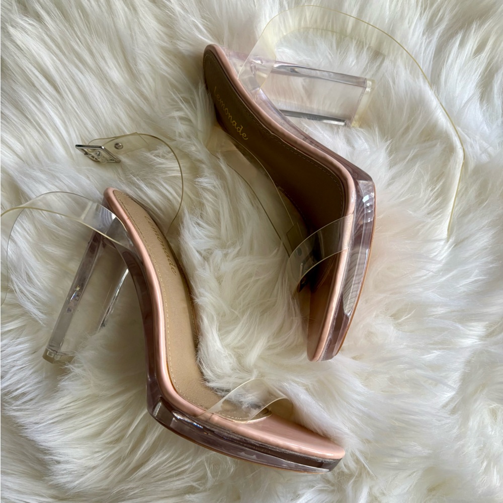 Nude and Clear Strap Heels